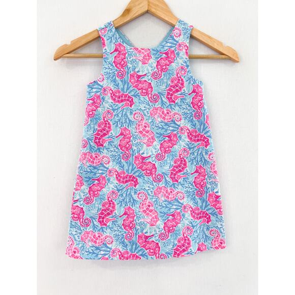Tommy Bahama Other - Tommy Bahama Girls Seahorse Dress Girls 5 Sleeveless Shift Dress Neon